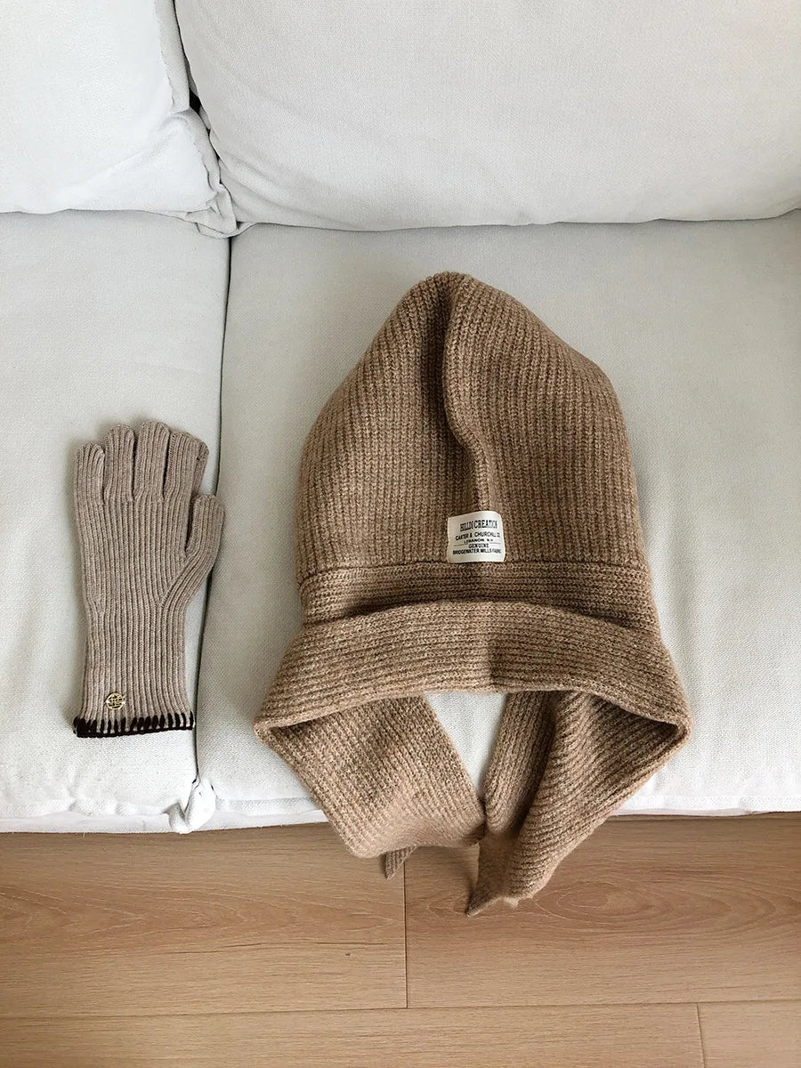 Echarpe Capuche Melange Laine Rouge - LEONIE
