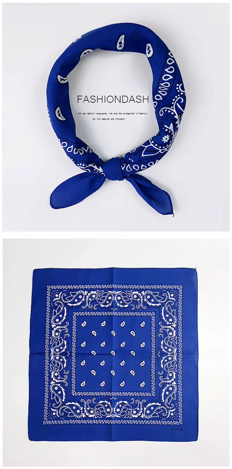 Foulard Bandana Coton Motif Paisley 55x55cm Bleu Roi