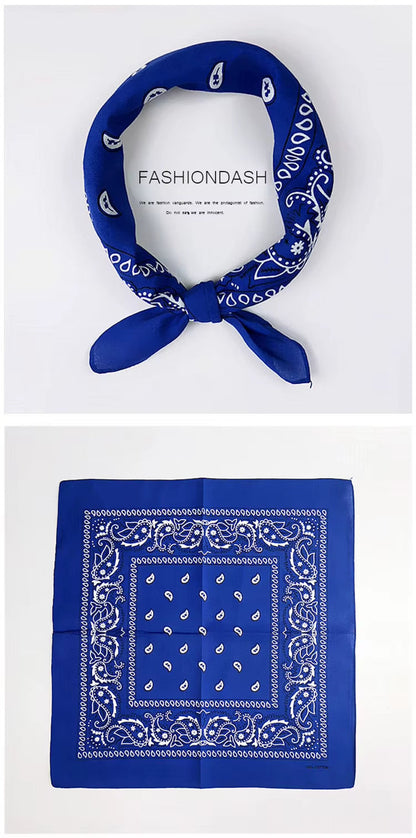 Foulard Bandana Coton Motif Paisley 55x55cm Bleu Roi
