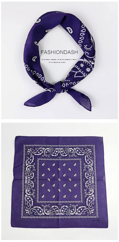 Foulard Bandana Coton Motif Paisley 55x55cm Violet