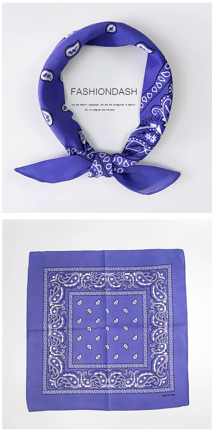 Foulard Bandana Coton Motif Paisley 55x55cm Lavande