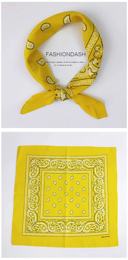 Foulard Bandana Coton Motif Paisley 55x55cm Jaune