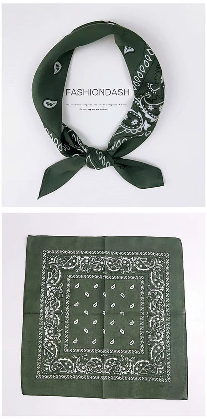 Foulard Bandana Coton Motif Paisley 55x55cm Vert Bouteille