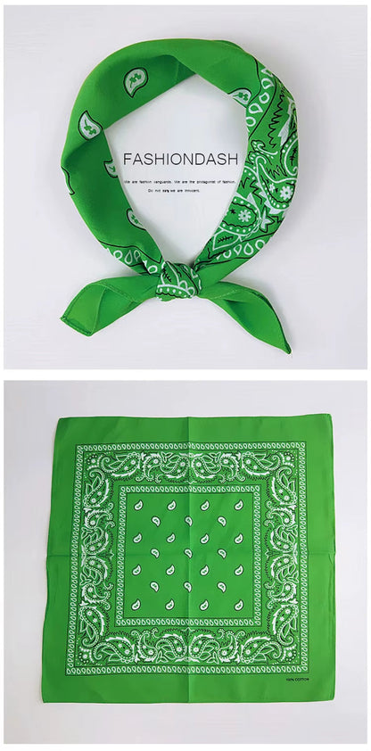 Foulard Bandana Coton Motif Paisley 55x55cm Vert