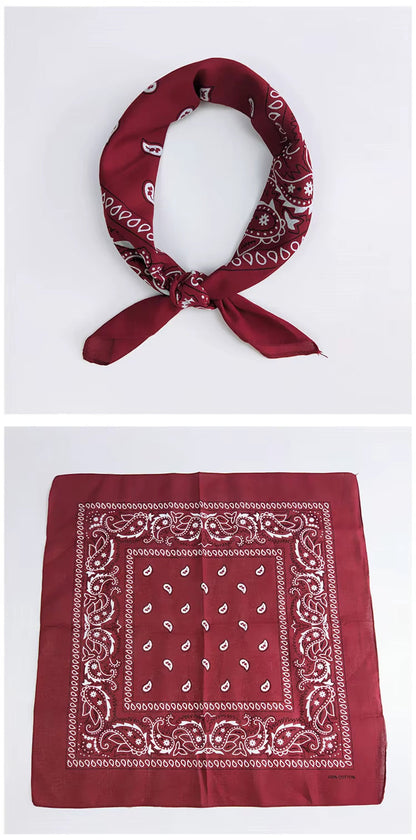 Foulard Bandana Coton Motif Paisley 55x55cm Bordeaux
