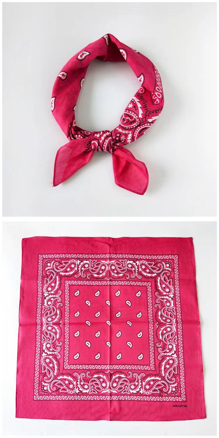 Foulard Bandana Coton Motif Paisley 55x55cm Fuchsia
