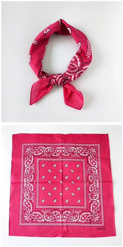 Foulard Bandana Coton Motif Paisley 55x55cm Fuchsia