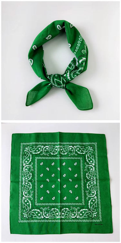 Foulard Bandana Coton Motif Paisley 55x55cm Vert 2