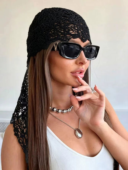 Foulard Dentelle Noir Crochet - YAEL