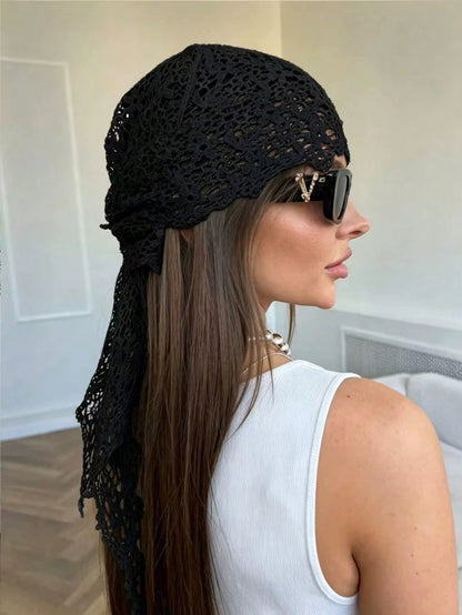 Foulard Dentelle Noir Crochet - YAEL