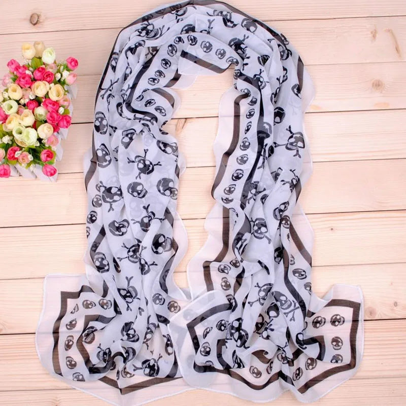 Foulard Tete de Mort Femme 150x50cm - SKULLY