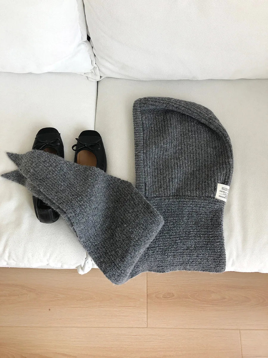 Echarpe Capuche Melange Laine Rouge - LEONIE