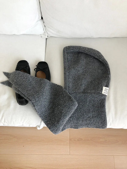Echarpe Capuche Melange Laine Noir - LEONIE