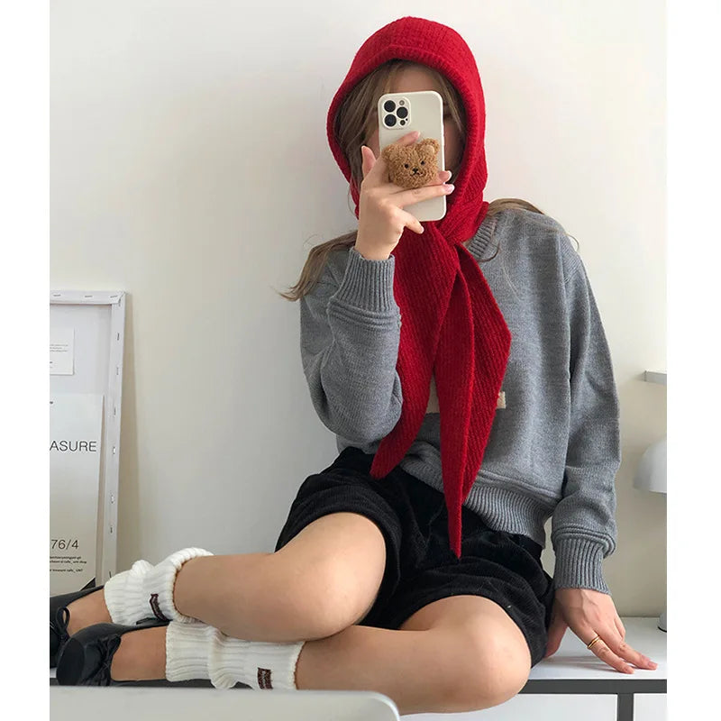 Echarpe Capuche Melange Laine Noir - LEONIE