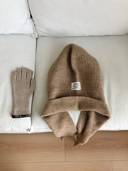 Echarpe Capuche Melange Laine Rouge - LEONIE