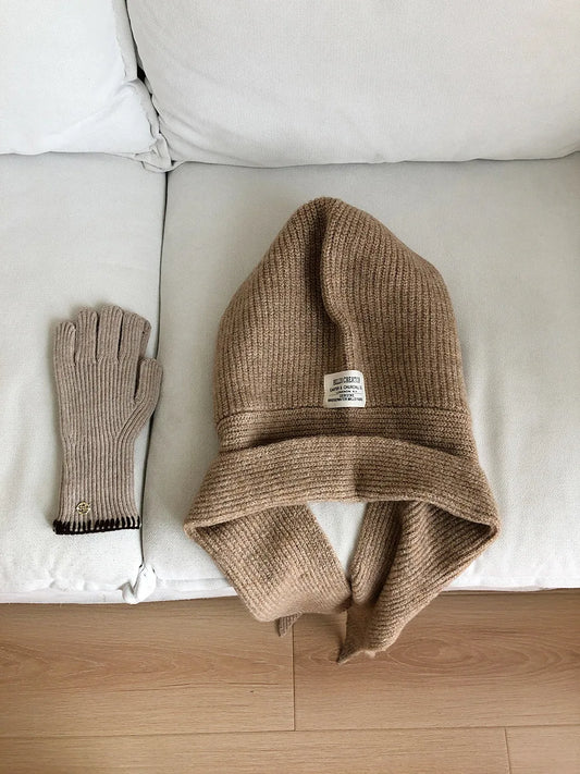 Echarpe Capuche Melange Laine Camel - LEONIE