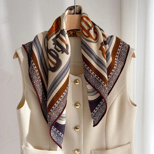Foulard Laine et Soie 70x70cm - IVANA Beige