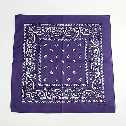Foulard Bandana Coton Motif Paisley 55x55cm Violet