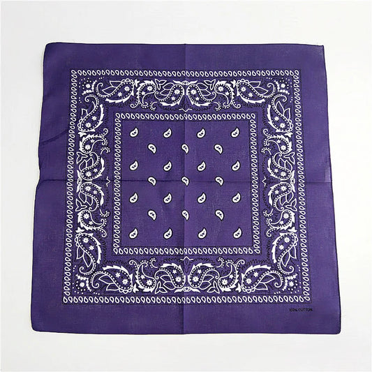 Foulard Bandana Coton Motif Paisley 55x55cm Violet