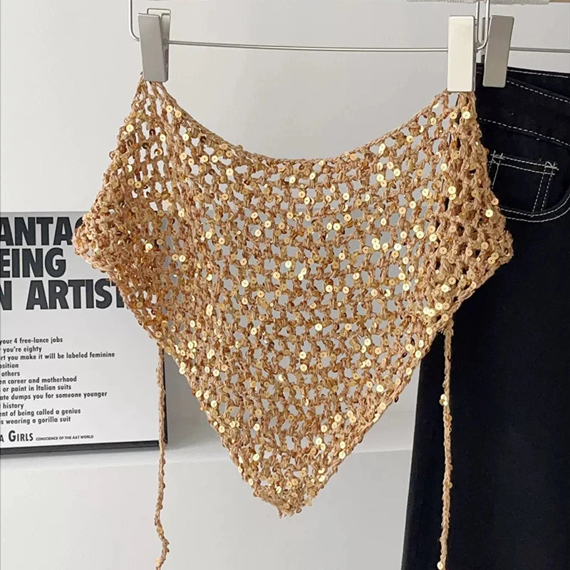 Foulard Triangle Crochet incrustation Paillettes - UMA