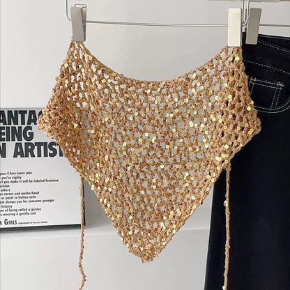 Foulard Triangle Crochet incrustation Paillettes - UMA