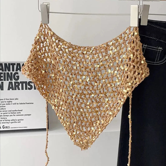 Foulard Triangle Crochet incrustation Paillettes - UMA