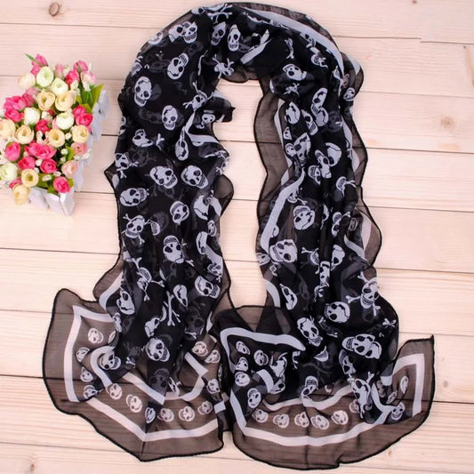 Foulard Tete de Mort Femme 150x50cm - SKULLY