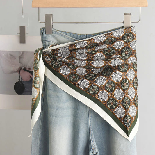 Foulard Triangle Femme Grand Format 140x65x65cm - JACKY Marron
