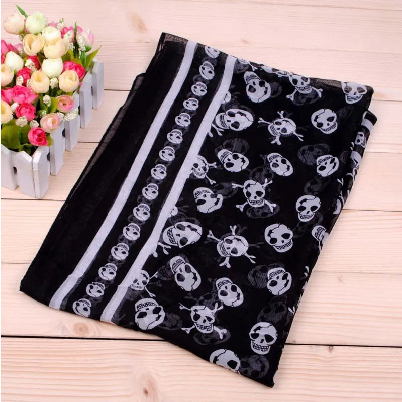 Foulard Tete de Mort Femme 150x50cm - SKULLY