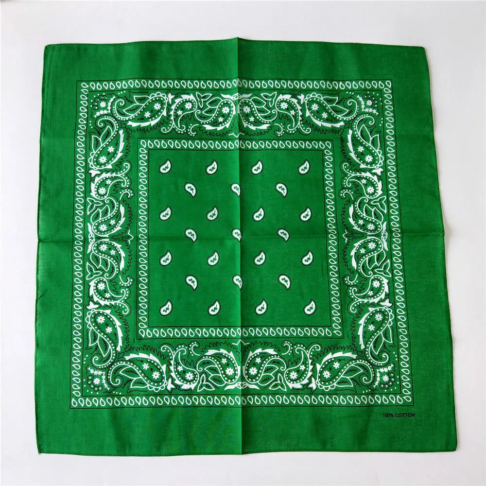 Foulard Bandana Coton Motif Paisley 55x55cm Vert 2
