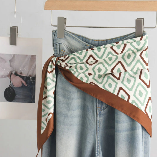 Foulard Triangle Femme Grand Format 140x65x65cm - JACKY Vert 2