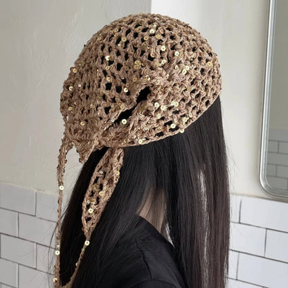 Foulard Triangle Crochet incrustation Paillettes - UMA