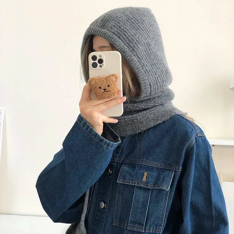 Echarpe Capuche Melange Laine Ivoire - LEONIE
