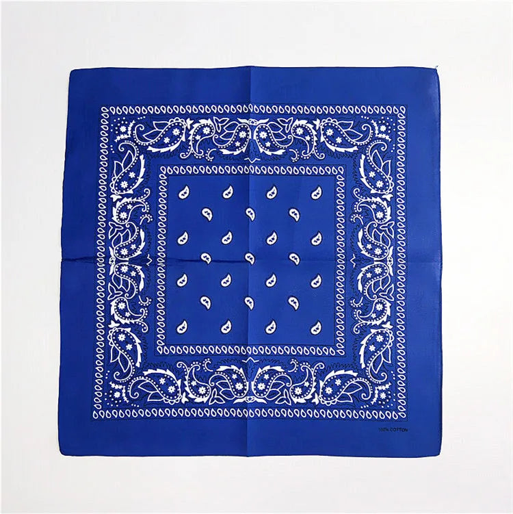 Foulard Bandana Coton Motif Paisley 55x55cm Bleu Roi