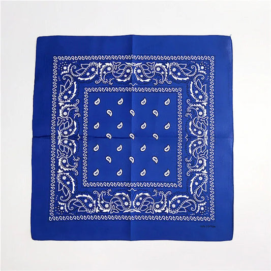 Foulard Bandana Coton Motif Paisley 55x55cm Bleu Roi