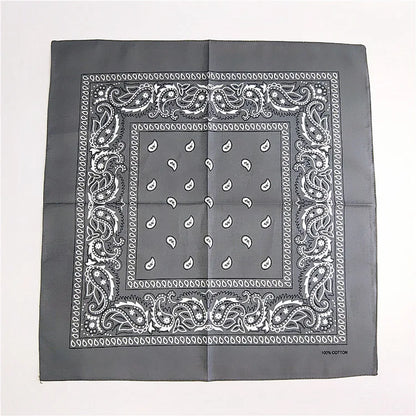 Foulard Bandana Coton Motif Paisley 55x55cm Gris