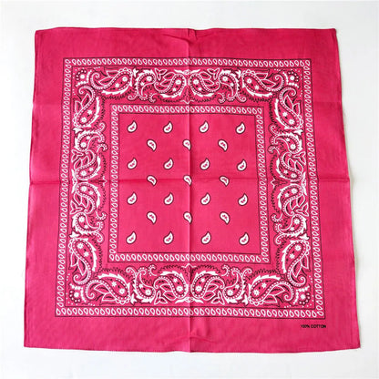 Foulard Bandana Coton Motif Paisley 55x55cm Fuchsia