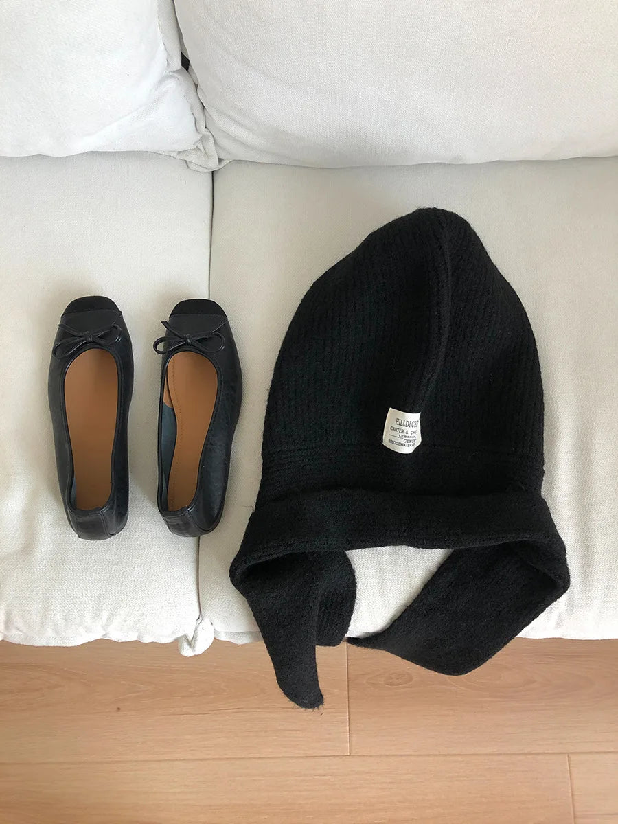 Echarpe Capuche Melange Laine Noir - LEONIE