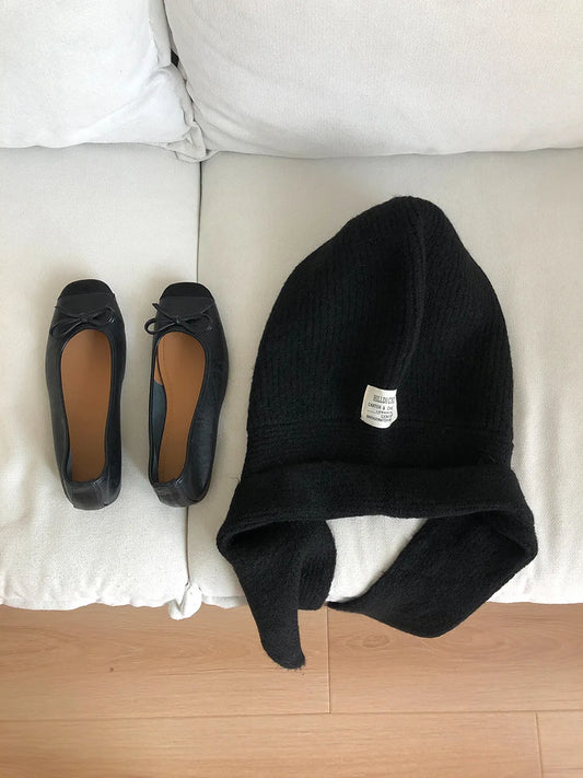Echarpe Capuche Melange Laine Noir - LEONIE