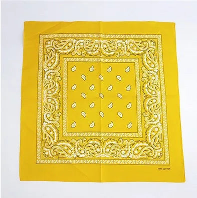 Foulard Bandana Coton Motif Paisley 55x55cm Jaune