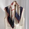 Foulard Laine et Soie 70x70cm - IVANA Beige et Bleu Marine