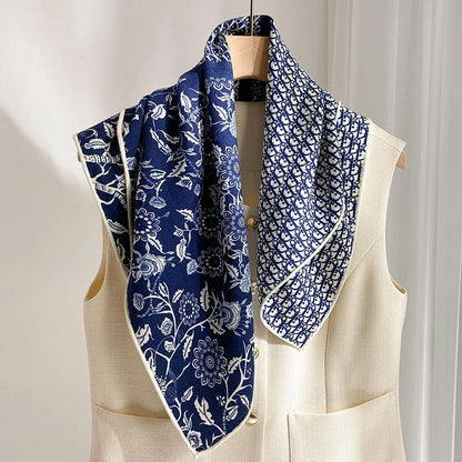 Foulard Laine et Soie 70x70cm - IVANA Bleu 2