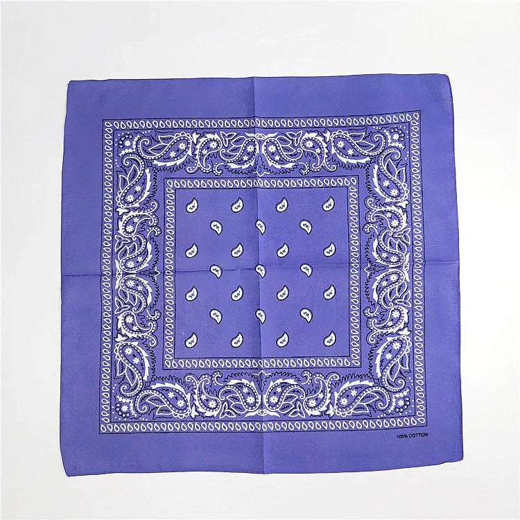 Foulard Bandana Coton Motif Paisley 55x55cm Lavande