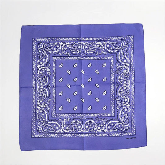 Foulard Bandana Coton Motif Paisley 55x55cm Lavande