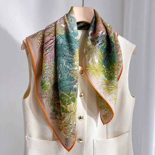 Foulard Laine et Soie 70x70cm - IVANA Vert