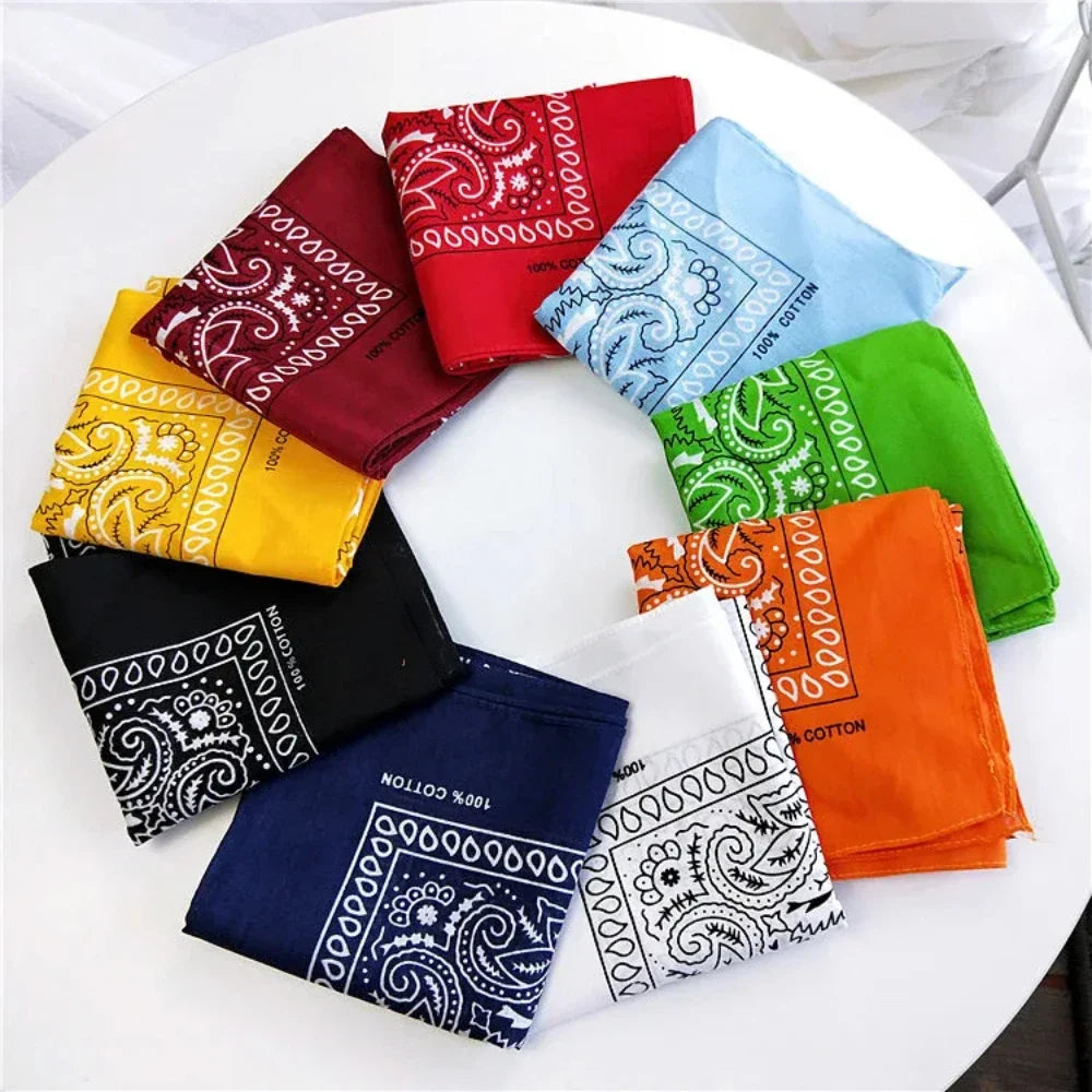 Foulard Bandana Coton Motif Paisley 55x55cm Turquoise