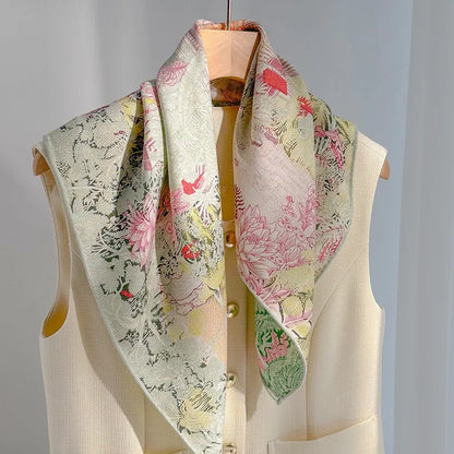 Foulard Laine et Soie 70x70cm - IVANA Vert 2