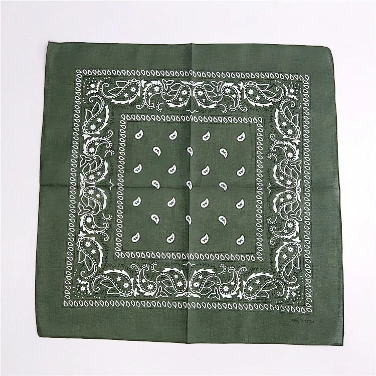 Foulard Bandana Coton Motif Paisley 55x55cm Vert Bouteille