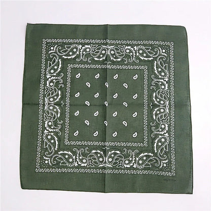 Foulard Bandana Coton Motif Paisley 55x55cm Vert Bouteille