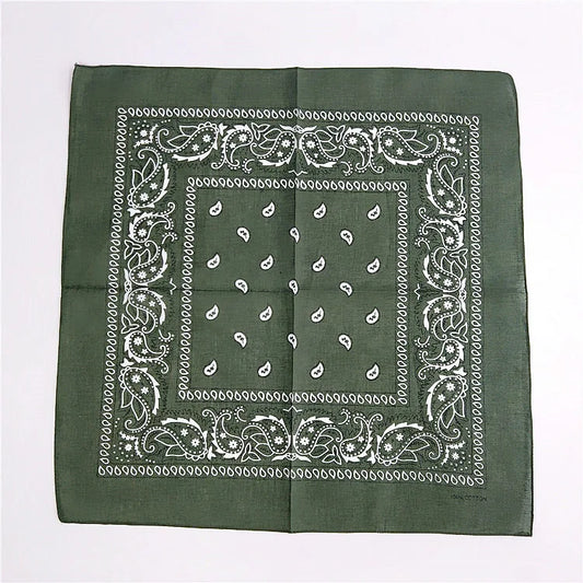 Foulard Bandana Coton Motif Paisley 55x55cm Vert Bouteille